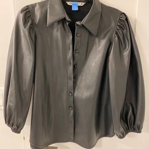 Zara black Faux leather blouse